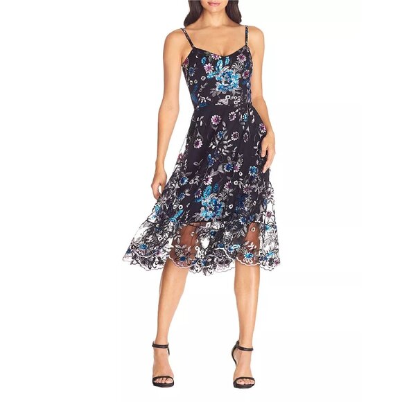 Dress the Population Uma Floral Dress in Black Multi Size XS - Picture 1 of 14